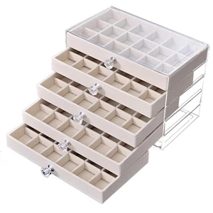 Earring Box Holder Organizer Display Case, Clear Velvet Jewelry Storage Tray ... - Bild 1 von 7