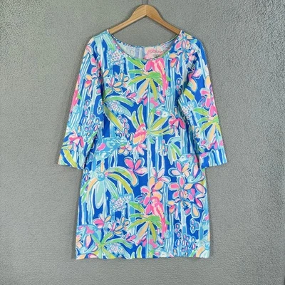 Vestido Lilly Pulitzer Feminino Grande Marlowe Beckon Azul Selva 100% Algodão Pima - Imagem 1 de 4