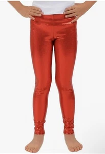 Loxdonz Girls Shiny Wet Look Leggings Liquid Metallic Dance Size 9/10 - Picture 1 of 9
