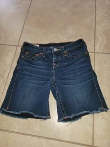 True Religion Jayde Mid Rise Short Cut Off Gr. ( 27 ) Blau Denim Stretch  - Bild 1 von 6
