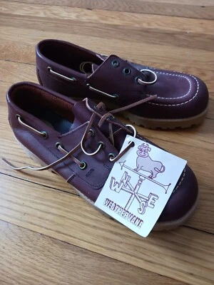 Vtg Red Goose Weathervane Brown Leather Shoes Lace up Kids Size 3  Deadstock New - Image 1 of 4