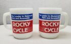 Vintage Set of 2 Rocky Cycle Coffee Mugs Glasbake Cups Mug Milk Glass Motorcycle