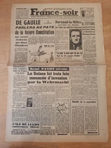 WW2 WAR 39/45 NEWSPAPER FRANCE EVENING JUNE 29, 1945 DARLAND STOP IN ITALY - Picture 1 of 1