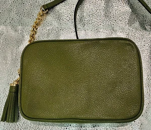 Michael Kors Ginny Crossbody Bag Green Women's Pebbled Leather Chain Strap - Picture 1 of 6