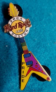 BOSTON LGBT PRIDE FESTIVAL RAINBOW COLORS FLYING V GUITAR 04 Hard Rock Cafe PIN - Picture 1 of 1