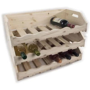 3 botellas de nivel 18 Estante de vino de madera apilable Display Soporte de pie de almacenamiento - Imagen 1 de 7
