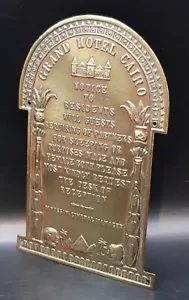 Small Nolvety Rude Brass Plaque from the Grand Hotel Cairo - Great Display Piece - Picture 1 of 10