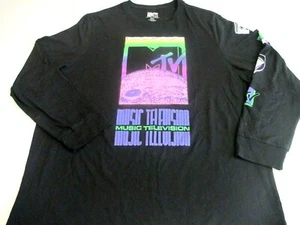 MTV Music Television Retro Logo Design Men's XXL Long Sleeve Black Tee Shirt NEW - Picture 1 of 9