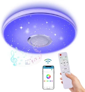 36W LED Music Ceiling Light with Bluetooth Speaker, RGB LED Flush Mount Smart - Picture 1 of 12