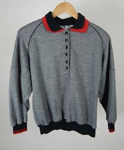 San Francisco Sport by Connie Mazzella 1/2 Button Sweater Padded Shoulders Sz S - Picture 1 of 6