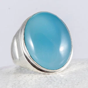 Silberring, Ring, 925 Sterlingsilber, Chalcedon, Hellblau, massiv, edel, 61 - Bild 1 von 4