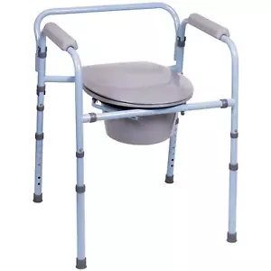 3-in-1 Folding Bedside Commode - Porta Potty for Adults - Portable Toilet for... - Picture 1 of 9