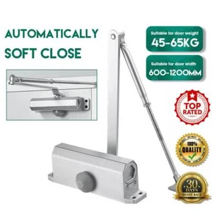 Hydraulic Door Closer Automatic Adjustable Spring Auto Closing 45-65kg Aluminum - Picture 1 of 10