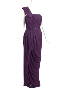 J MENDEL- Purple Beaded Chiffon Gown, Size-14 - Picture 1 of 6