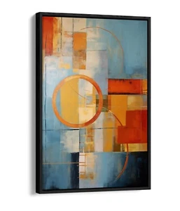 BLUE RED ABSTRACT SHAPES HOME BEDROOM DECOR FLOAT EFFECT CANVAS ART PRINT - Picture 1 of 12