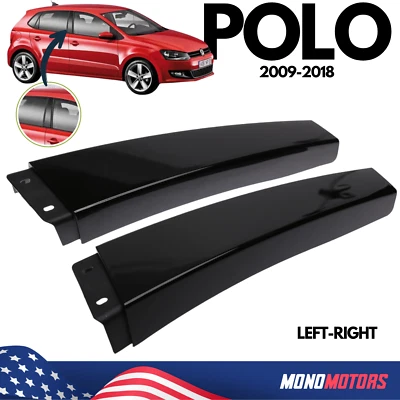 for VW POLO 2009-18 Door Exterior B Pillar Trims Volkswagen Piano Black 2PCS L+R - Image 1 of 4