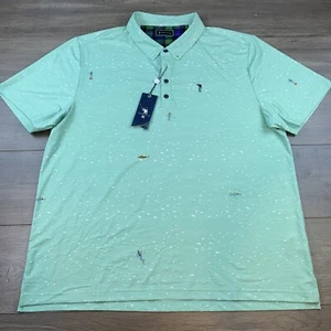 NWT William Murray Polo Shirt Rough Life Men's XXL Blue Green Golf Performance - Picture 1 of 14
