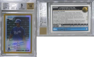 2010 Bowman Draft Chrome Prospects Gold Refractor /50 Christian Colon BGS 9 Auto