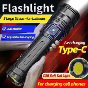 LED Super Bright Torch Outdoor Searchlights Rechargeable Zoomable Tactical Torch - Picture 1 of 19