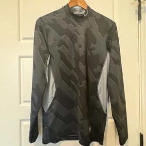 Nike Pro Combat Men’s Medium Hyperwarm Dri-Fit Max Fitted Shirt Black Gray, B#33 - Picture 1 of 7