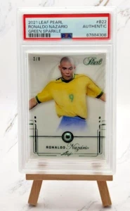 RONALDO NAZARIO 2021 LEAF PEARL GREEN SPRAKLE 2/8 PSA/AUTHENTIC Rare Brazil - Picture 1 of 3