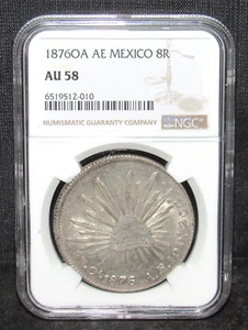 Mexico 1876 OA AE 8 Reales NGC AU 58 KM# 377.11 - Picture 1 of 4
