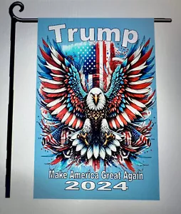 Gartenfahne 12x18 Trump 2024 Adler amerikanische Flagge doppelseitig Handarbeit USA - Bild 1 von 2