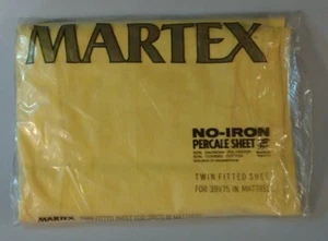 Vintage Martex No-Iron Percale Solid Yellow Twin Fitted 50/50 Sheet MADE IN USA - Picture 1 of 6