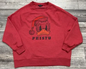 Disney x AE Womens Small Donald Duck Red Christmas Holiday Crewneck Sweatshirt - Picture 1 of 9