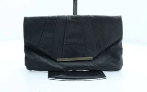 New Look Womens Black Polyurethane Clutch Size Small - Croc Texture - Picture 1 of 10