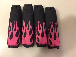 Quarter Midget Shock Covers by Shox Skinz - Black with Pink Flames - Picture 1 of 2