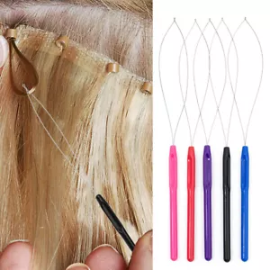 Hair Extensions Nano Ring Micro Beads Pulling Hoop Loop Hook Tool Threader Wire - Picture 1 of 30