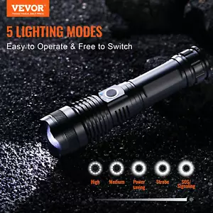 VEVOR 10000 Lumen High Lumens Flashlight, 5 Lighting Modes Rechargeable - Picture 1 of 10
