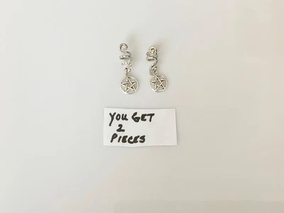 Pentagram Hair Spiral Charms Braids Twist Clip Set of 2 Gothic - Image 1 of 4
