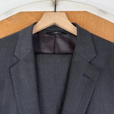 Banana Republic Suit Mens 42L Gray 2 Button Wool Blend Tailored Slim Fit 34x30 - Image 1 of 4