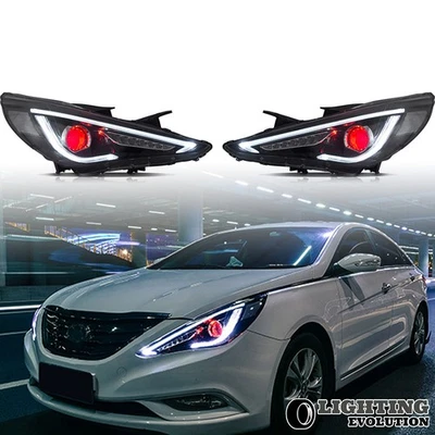 Pair LED Headlights Demon Eyes For 2011 2012 2013 2014 Hyundai Sonata Sequential Foto 1 de 4