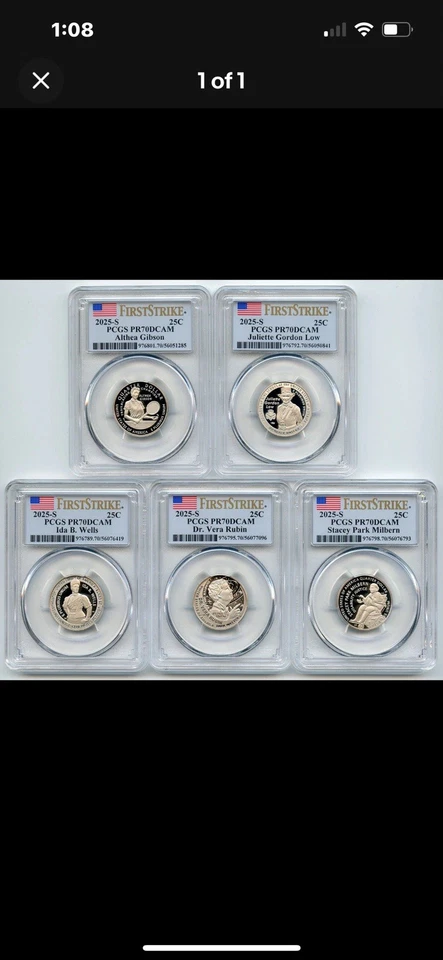 2025-S Woman’s Quarters 25c PCGSPR70DCAM #5 Peice Set🇺🇸💯✨ - Image 1 of 1