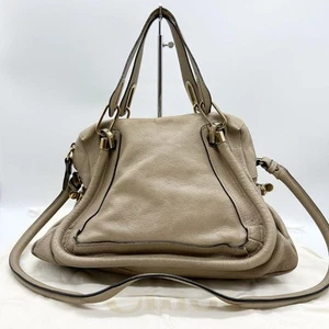 Chloe Paraty 2WAY Handtasche Beige Leder Schultertasche Gold Hardware - Bild 1 von 10