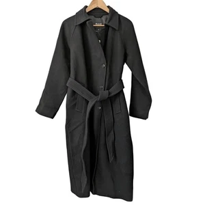 Madewell zweireihiger Trenchcoat Wollmischung Gürtel schwarz M neu mit Etikett $ 398 NS389 - Bild 1 von 8
