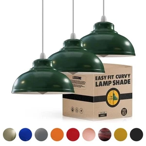 Vintage Easy Fit 3er Pack Lampenschirm Metall 29cm kurvige Form Pendelleuchte Schirm - Bild 1 von 97