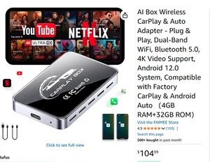 Adaptador inalámbrico CarPlay y automático - Plug & Play, WiFi de doble banda, soporte de video 4K - Imagen 1 de 9