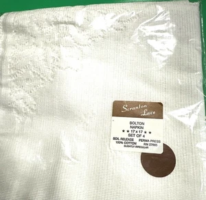 New Vintage Scranton Lace Napkins White Cotton Bolton Christmas Dinner Lot of 4 - Picture 1 of 6