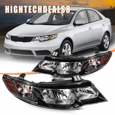 Headlights Assembly For 2010-13 Kia Forte Forte Koup w/Amber Corner Lamp LH+RH - Image 1 of 4