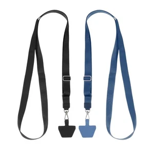 2Pcs Smart Phone Lanyard with 2 Patches, Black/Dark Blue (73-50cm) - Zdjęcie 1 z 6