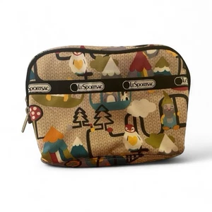 LeSportsac Gnome Mountain Print Makeup Travel Cosmetic Pouch Penguins Trees Bag - Picture 1 of 8