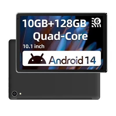 JEAZANS 10.1" WIFI Tablet Android 14 HD 10+128GB Tablet Pad Octa-Core Dual Camera Touch
