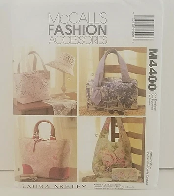McCalls Fashion Accessories M4400 Laura Ashley bag purse 2004 hat uncut - Image 1 of 4