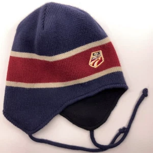 US Ski Team Dark Blue With Red White Stripe Ear Flap Winter Cap - Picture 1 of 7