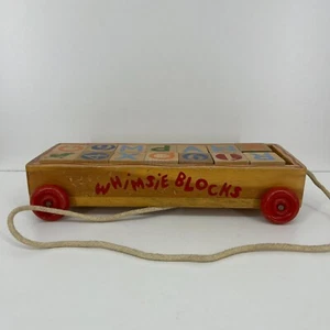 Vintage children's Whimsie Block Cart wagon pull toy 1950s ABC - Picture 1 of 6