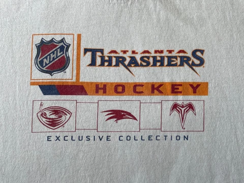 Rare Atlanta Thrashers Hockey Exclusive Collection XL White Ringer Shirt NHL Cover